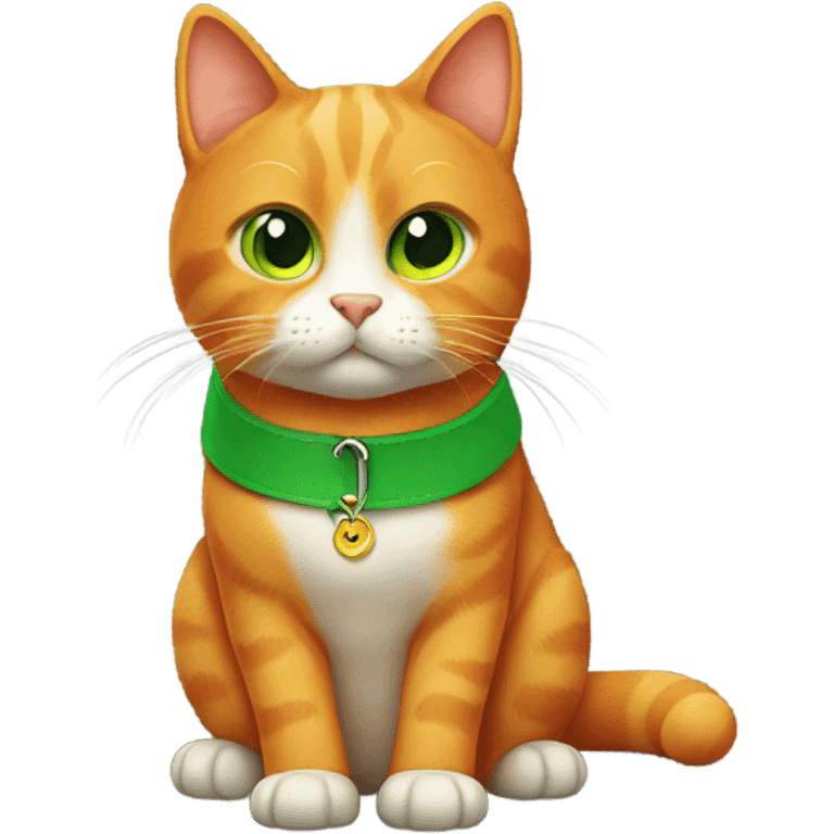 orange cat with green collar emoji