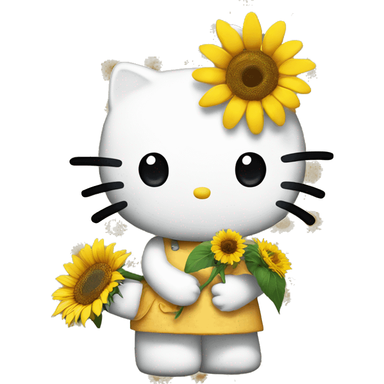 Hello kitty holding a sunflower  emoji