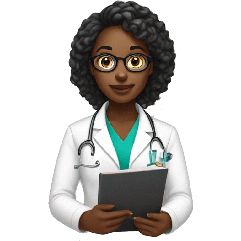 Create a black girl studying medicine and doing youtube vlog  emoji