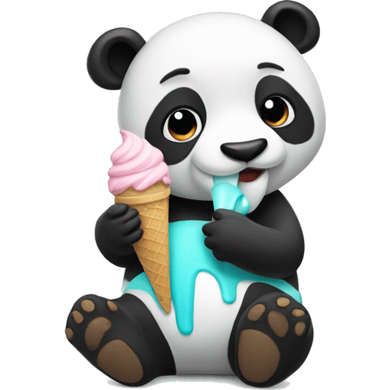 Panda eating ice cream emoji