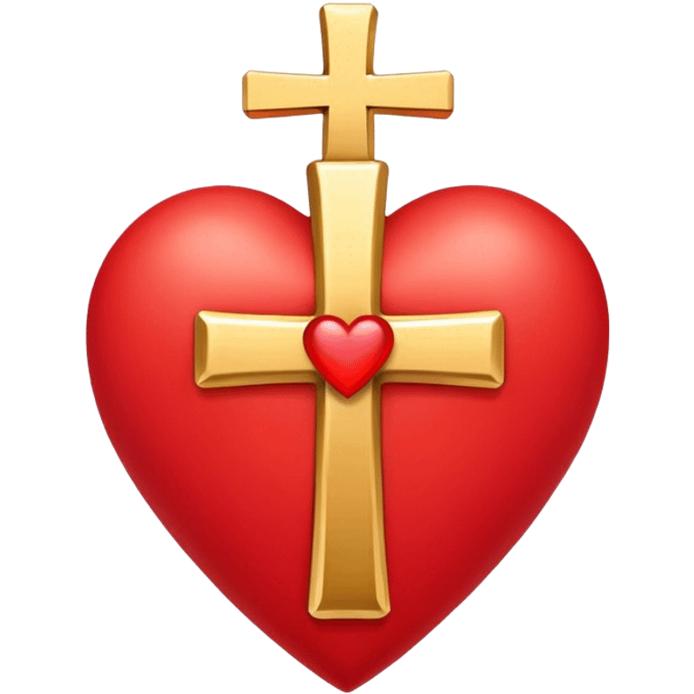 A gold cross on a heart  emoji