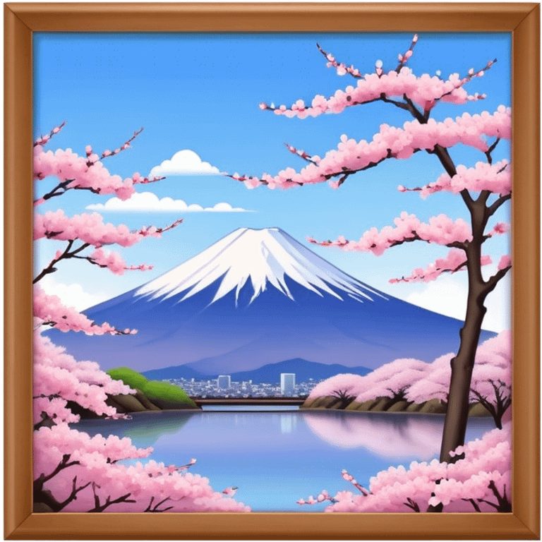 Cherry blossom scenery, Mount Fuji emoji