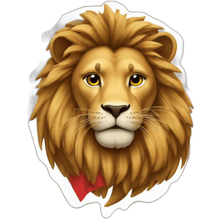 Lion avec ke drapeau du maroc emoji