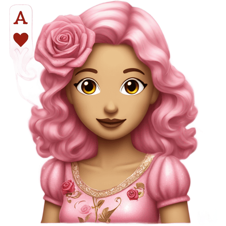 Pink deck of cards with glitter and roses  emoji