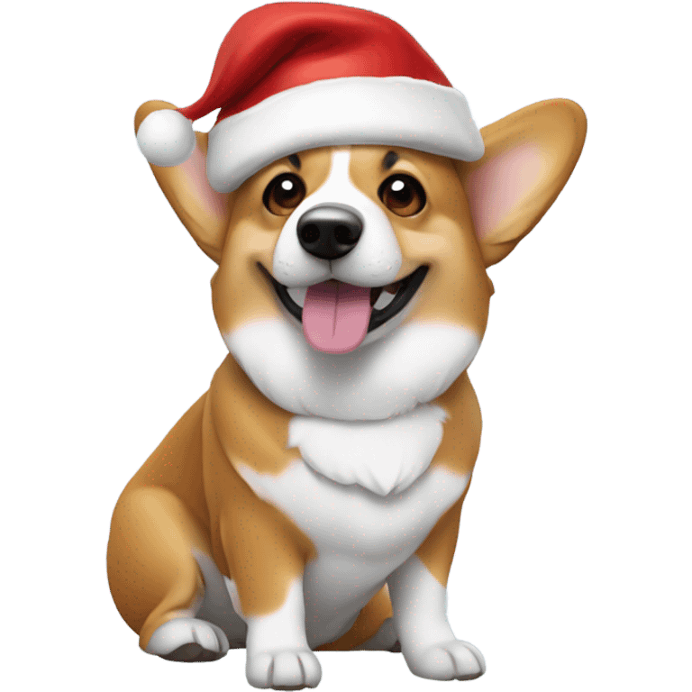 Corgi with Santa hat emoji