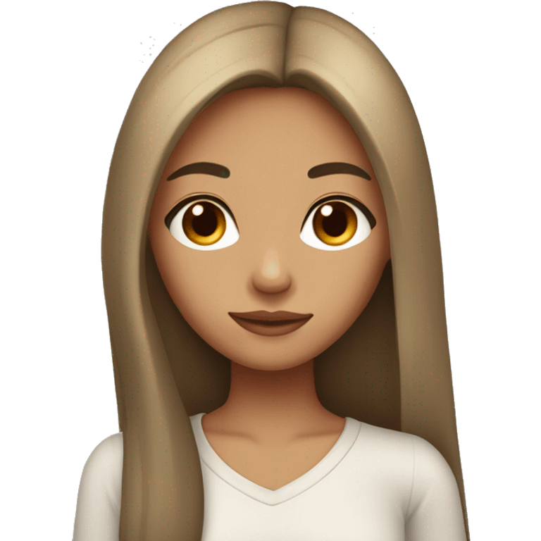 Girl with long black straight hair, light brown skin and brown eyes emoji