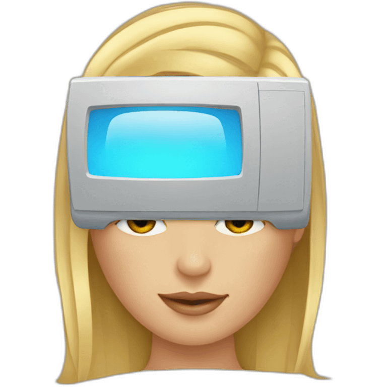 girl blonde with computer emoji