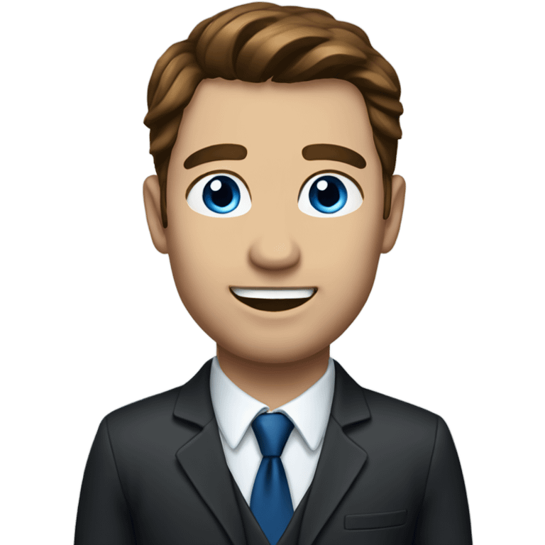 man with brown hair and blue eyes in a suit emoji