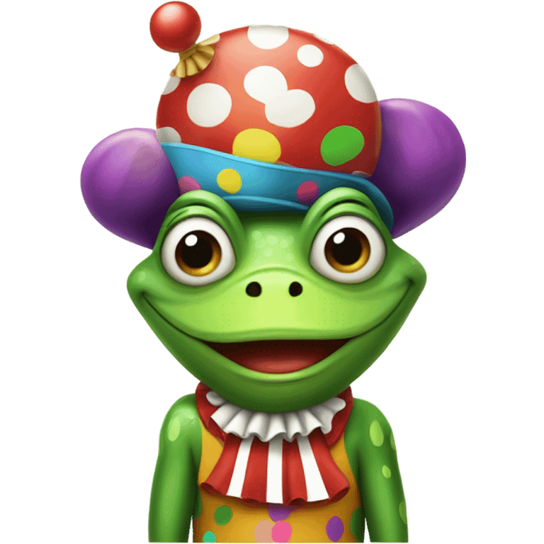 green frog dressed as a clown emoji