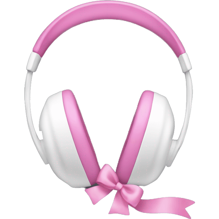 White headphones with two pink bows emoji