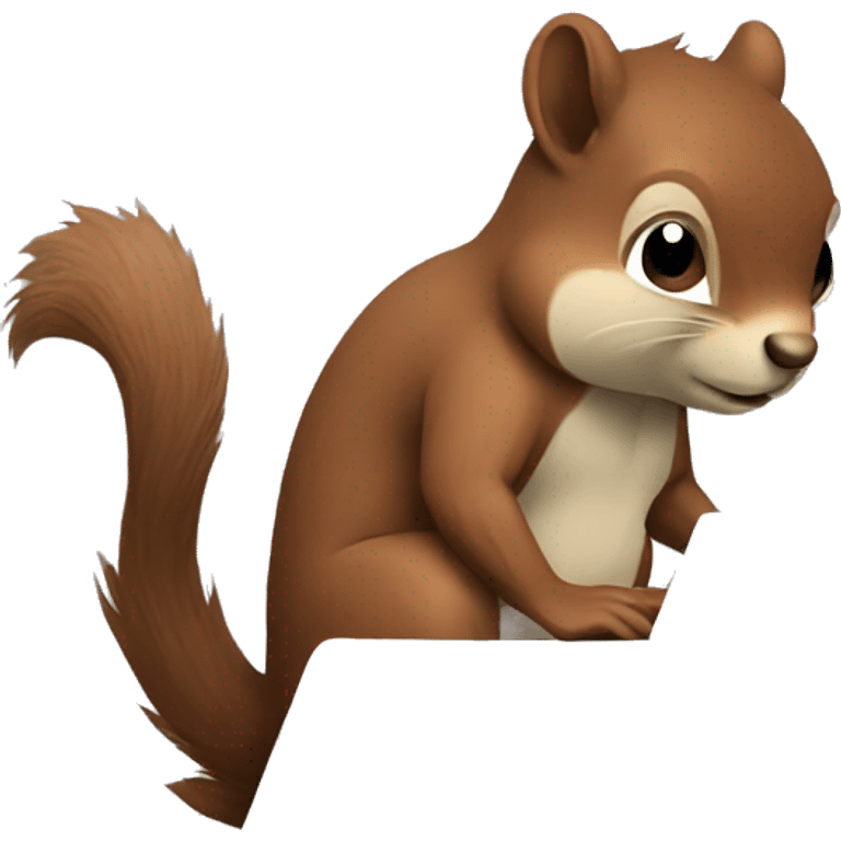 Concentrated brown squirrel working on a laptop  emoji