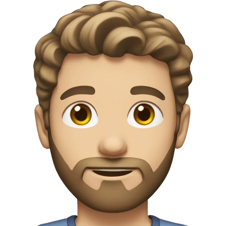 a young white man with gray eyes, a beard and short brown hair emoji