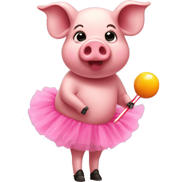 Pig wearing a tutu on a Lollipop  emoji