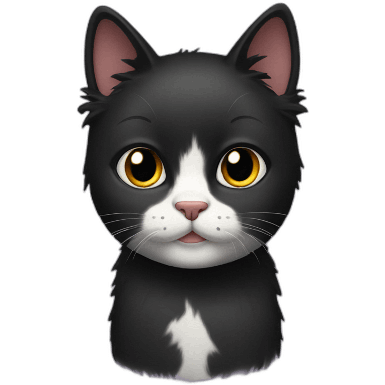 Humanlike black hair Cat emoji