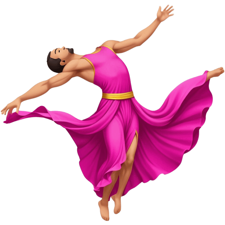 A guy doing a back flip in a pink dress emoji