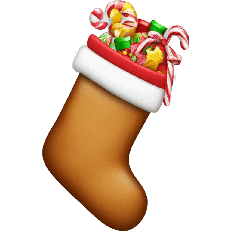 Christmas stocking with candy emoji