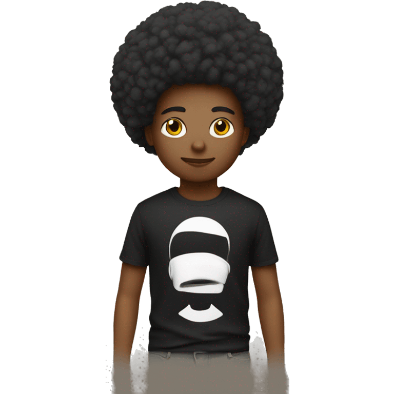 fais moi un noir avec un taper moyen et un collier croix chrétienne avec un t-shirt un afro  emoji