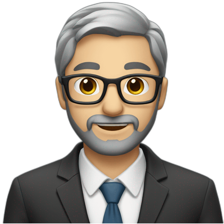 A Jewish man with a beard, sparse hair on his head, in a business suit and glasses emoji