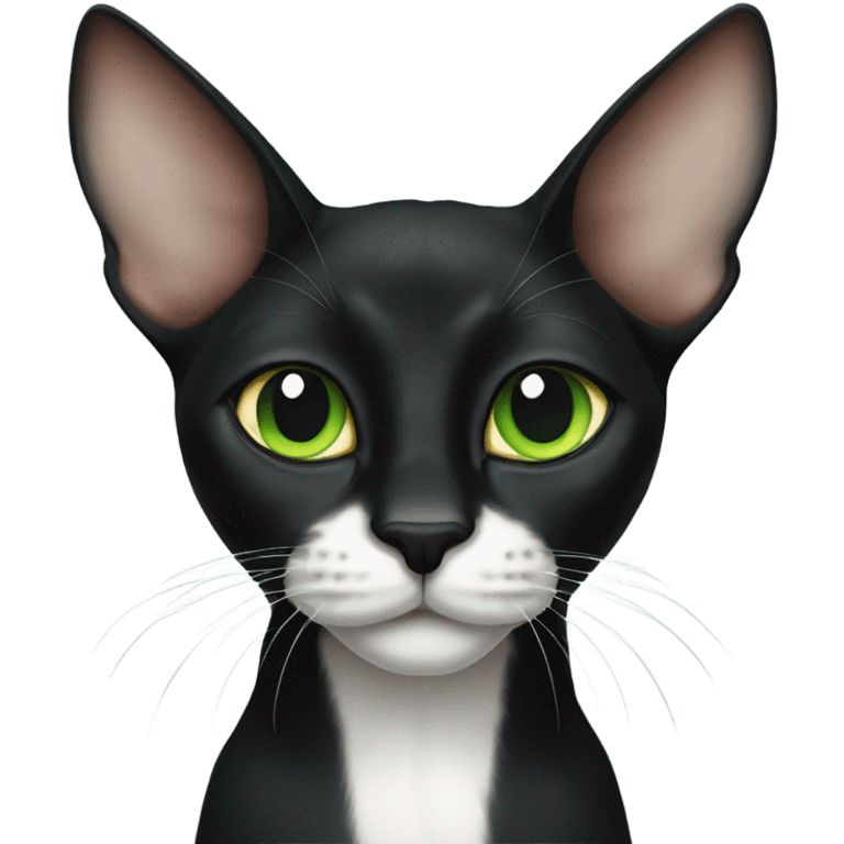  green eyed sphinx black cat with white spot on the nose emoji