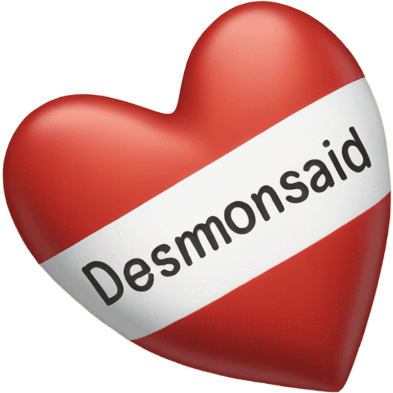 Red heart with Desmond written on the inside emoji