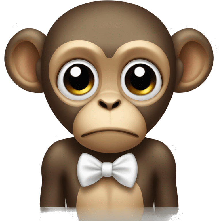 Monkey with sad eyes and white bow on side of head  emoji