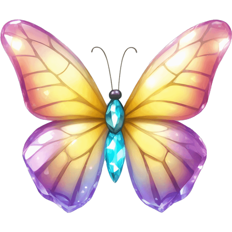 Shiny sparkly glass crystal butterfly emoji