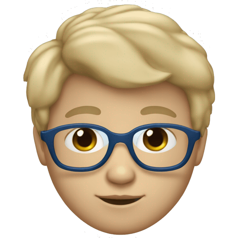 Un niño blanco con lentes azules y pelo negro  emoji