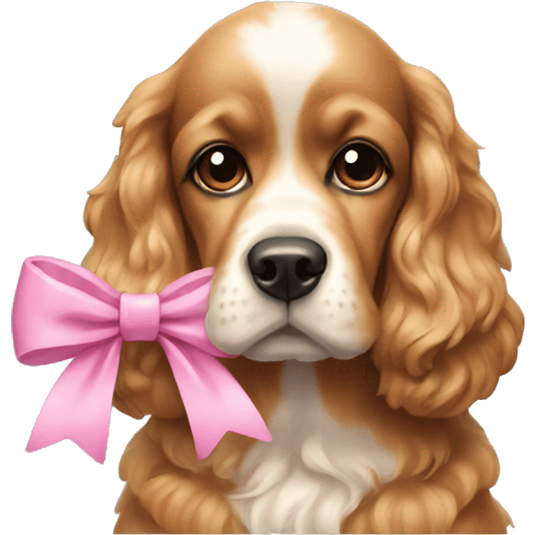 cocker dog with pink bow  emoji