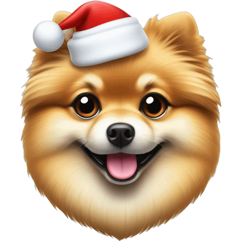 Cute Pomeranian with Christmas hat emoji