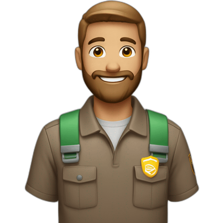 White UPS delivery man with beard emoji