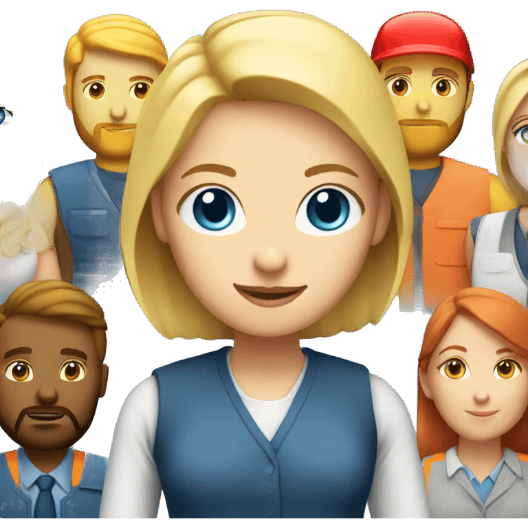 Blonde teacher girl blue eyes with construction man red hair and beard emoji