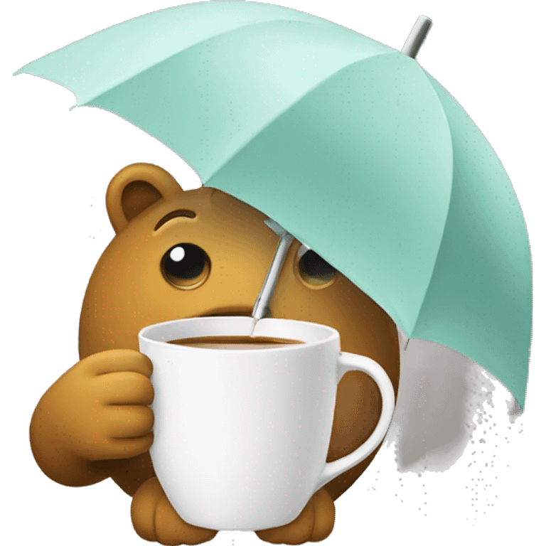 drinking tea with umbrella emoji