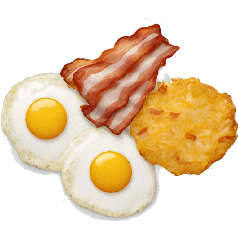 Eggs, bacon, and hash browns on plate emoji