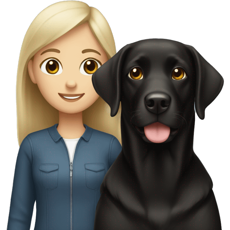 Black lab with brunette girl  emoji