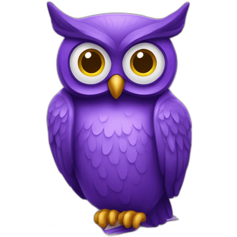 Purple owl with lens eyes book emoji