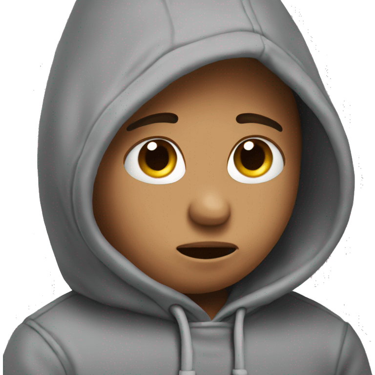 Emoji crying with heart eyes in a hoodie emoji