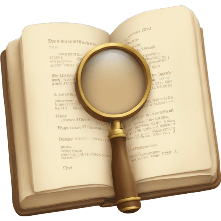 An open book in beige tones with a magnifying glass on it emoji