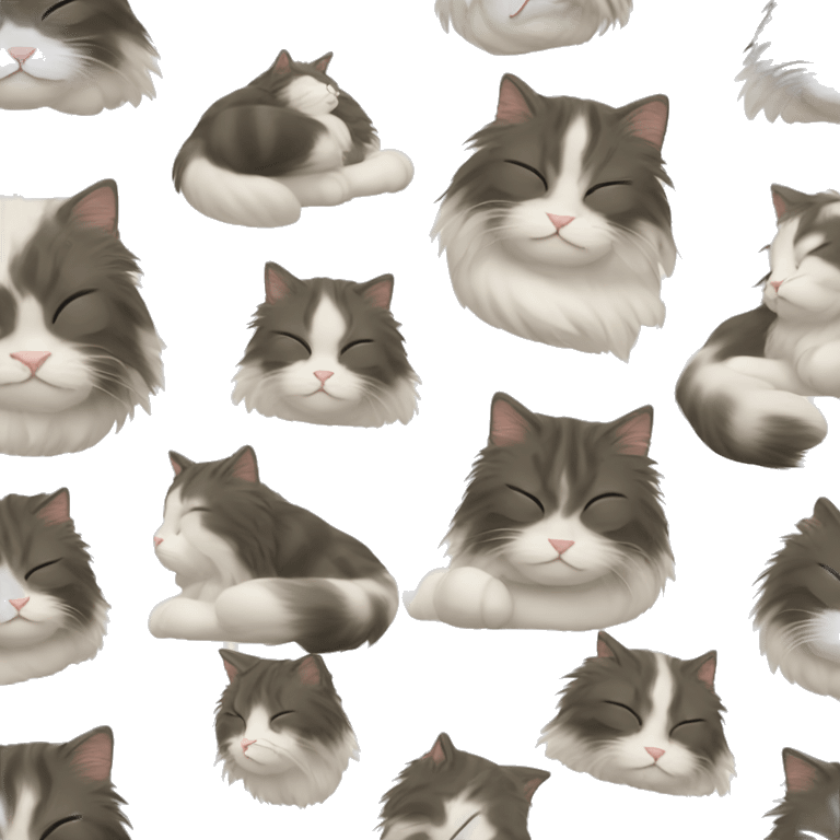 sleeping norwegian forest cat emoji