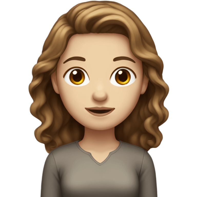 white girl with wavy brown hair standing straight emoji