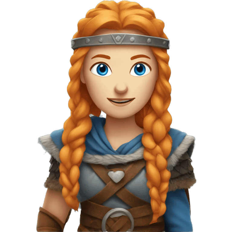 Orange haired, blue eyed Viking woman emoji