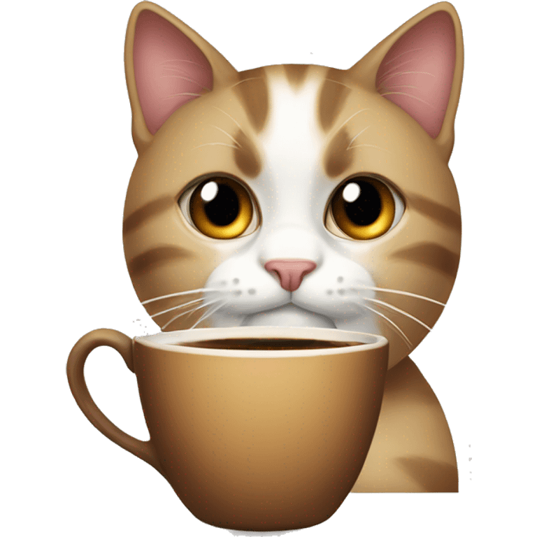 Cat with coffee emoji