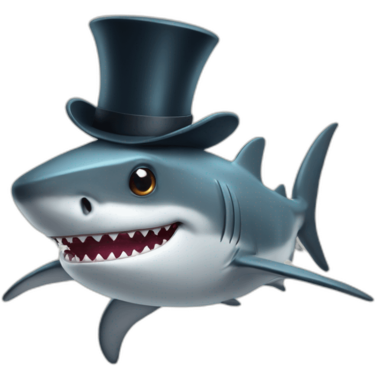 Shark with a top hat emoji