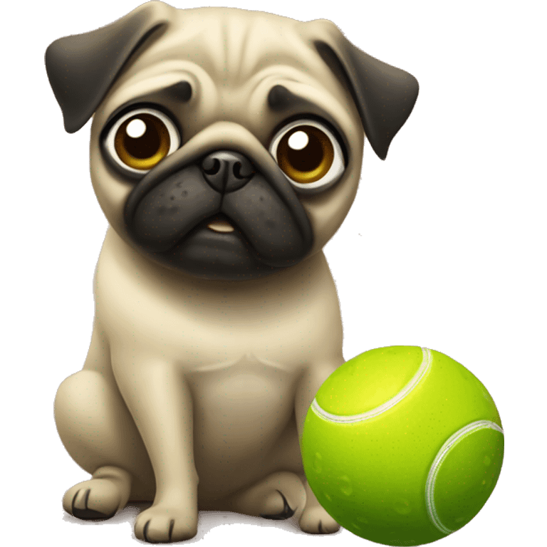 Pug playing pickle ball emoji