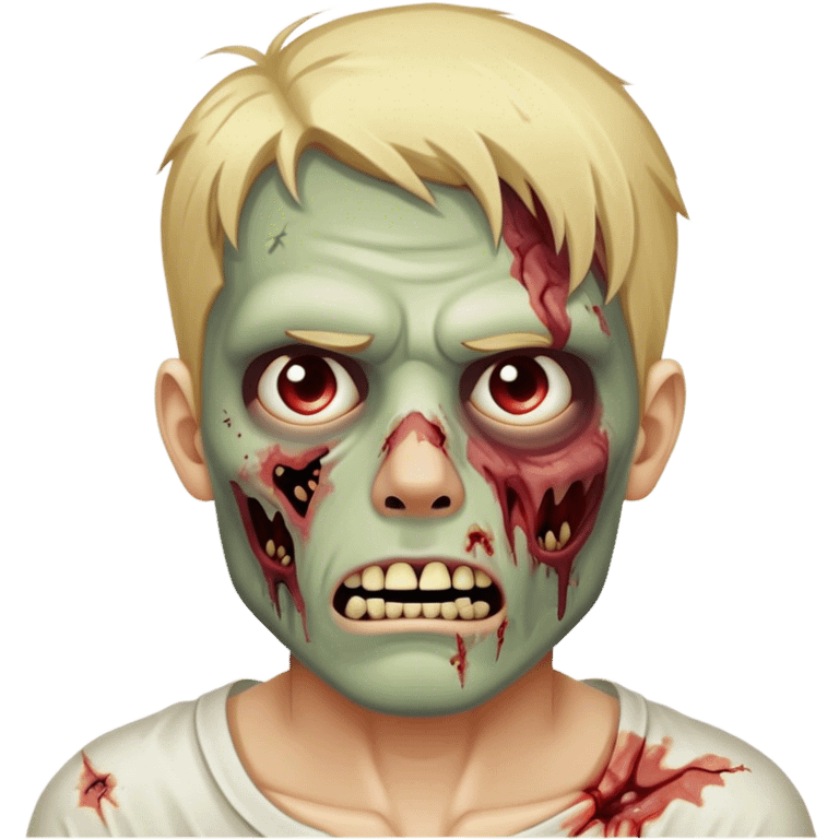 A zombie man with blond hair and injured face emoji