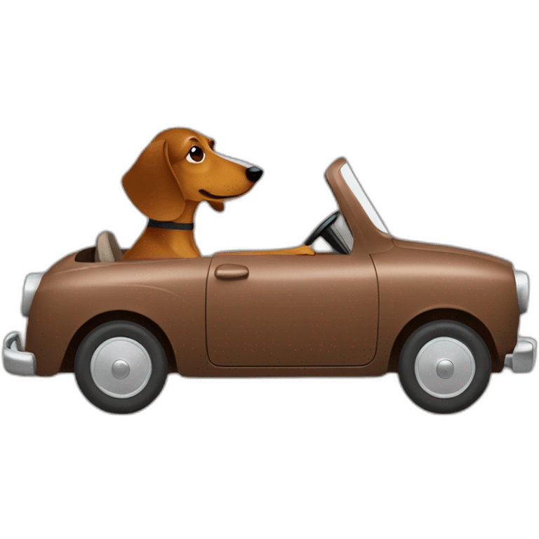 Dachshund brown driving a car emoji