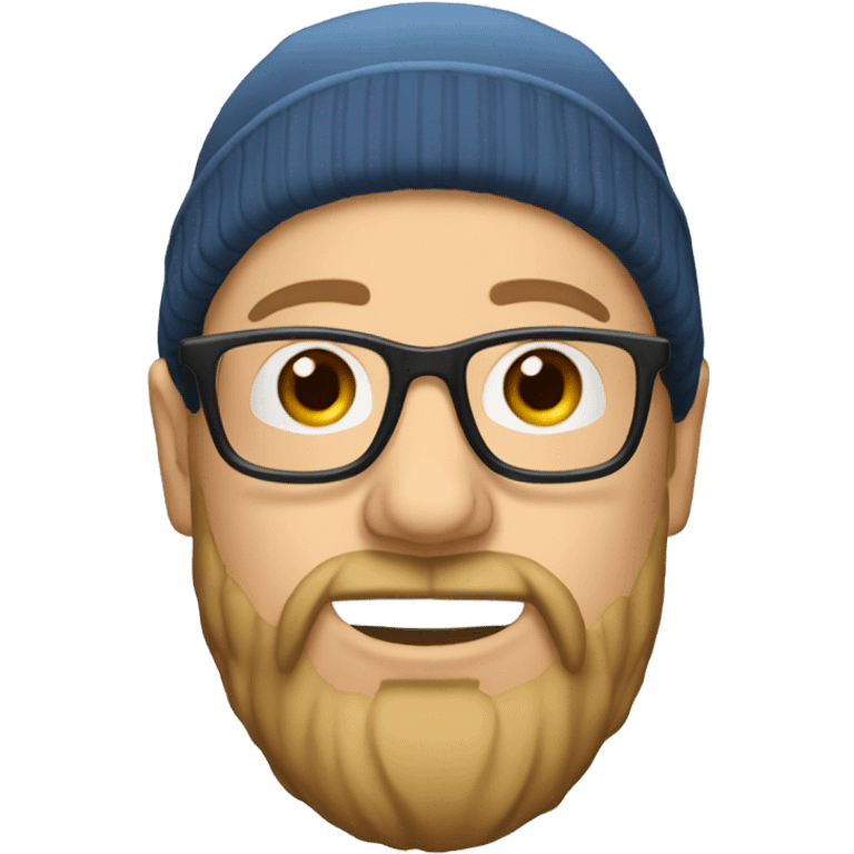 Bald white man with glasses, a beanie, and a beard emoji