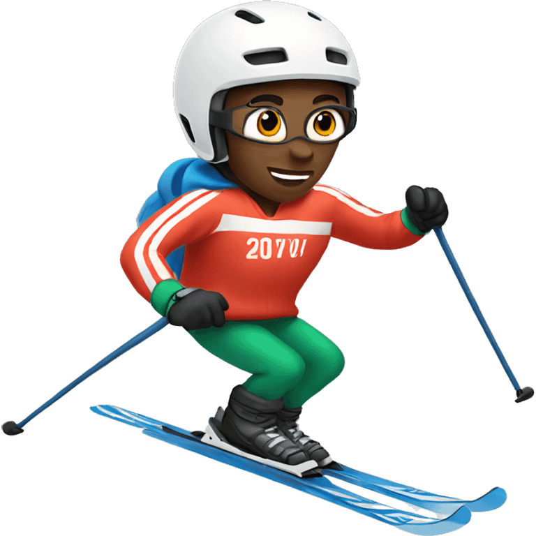 Skier skiing wearing a football Jersey emoji