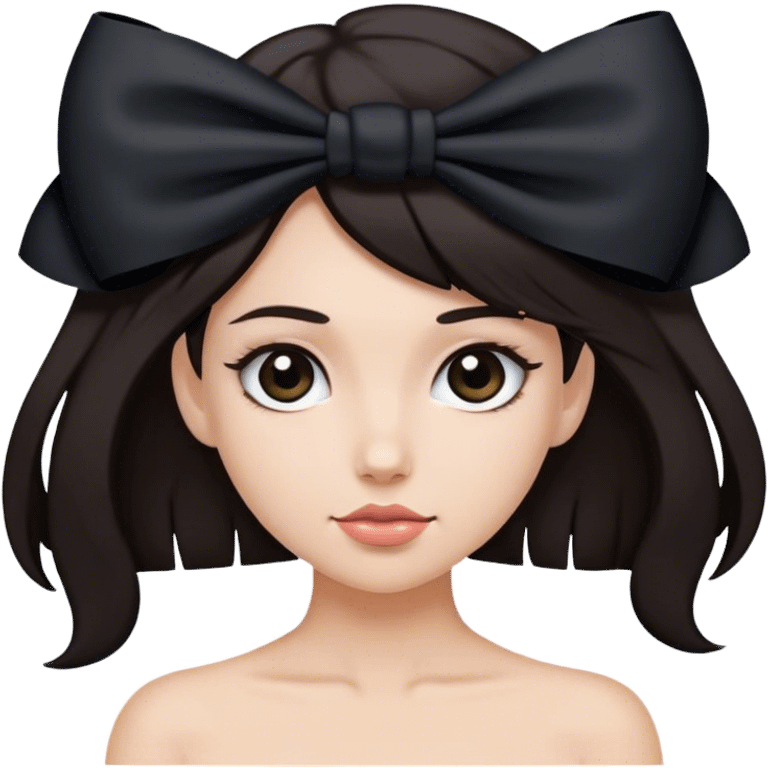 dark hair luxury female wearing black bow in hair emoji