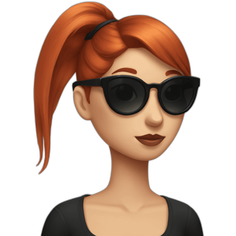 Bad Redhead girl bun Sun glass bun wearing black with cockatiel emoji