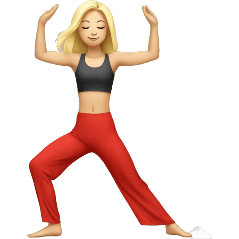  yoga blonde light girl in red yoga emoji